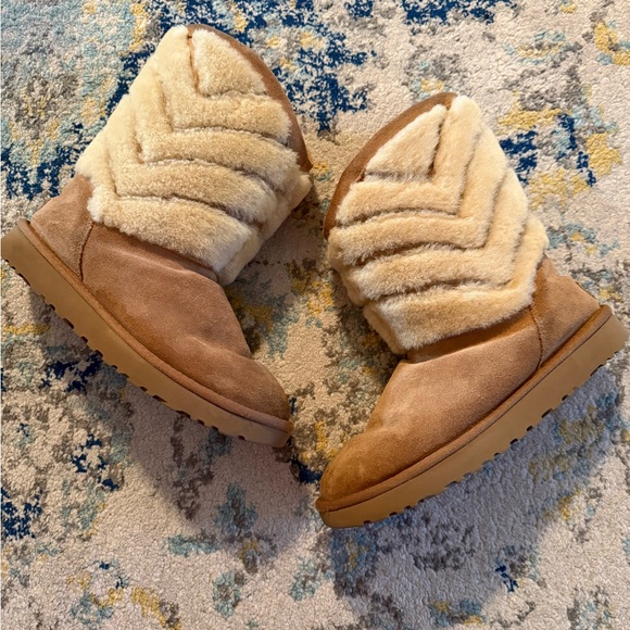 UGG Tan and Cream Shearling Boots - Picture 2 of 8